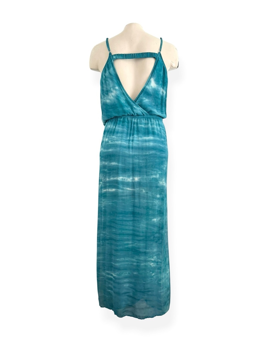 YOUNG FABULOUS & BROKE GREEN BLUE FLOWY SUMMER RESORT-WEAR MAXI DRESS SZ S - Picture 7 of 8